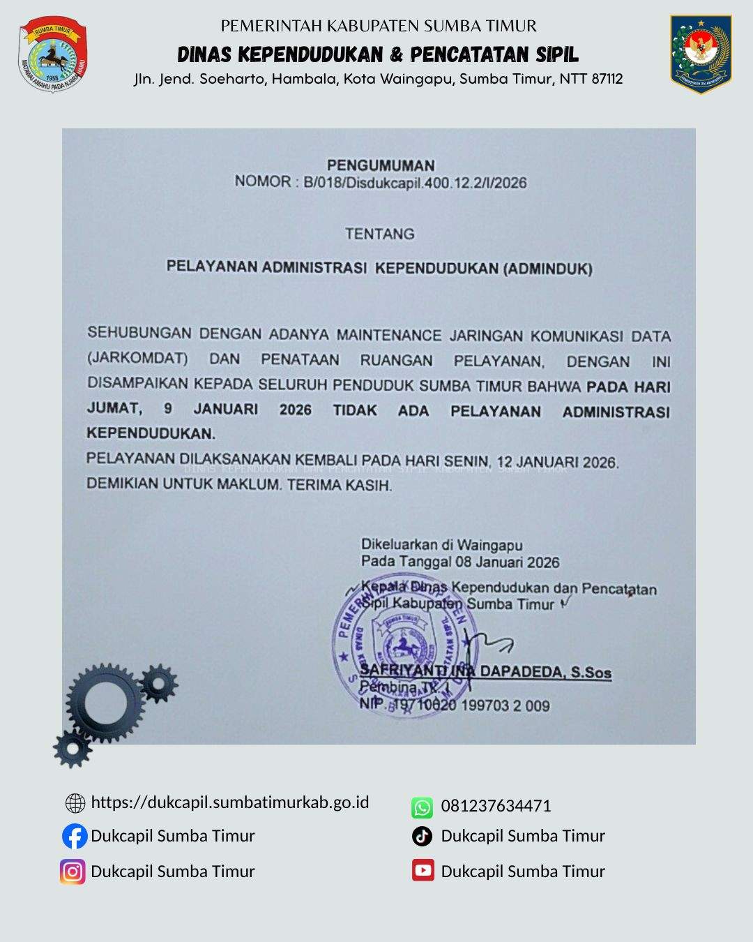 Pemeliharaan Jaringan Komunikasi Data dan Penataan Ruang Pelayanan